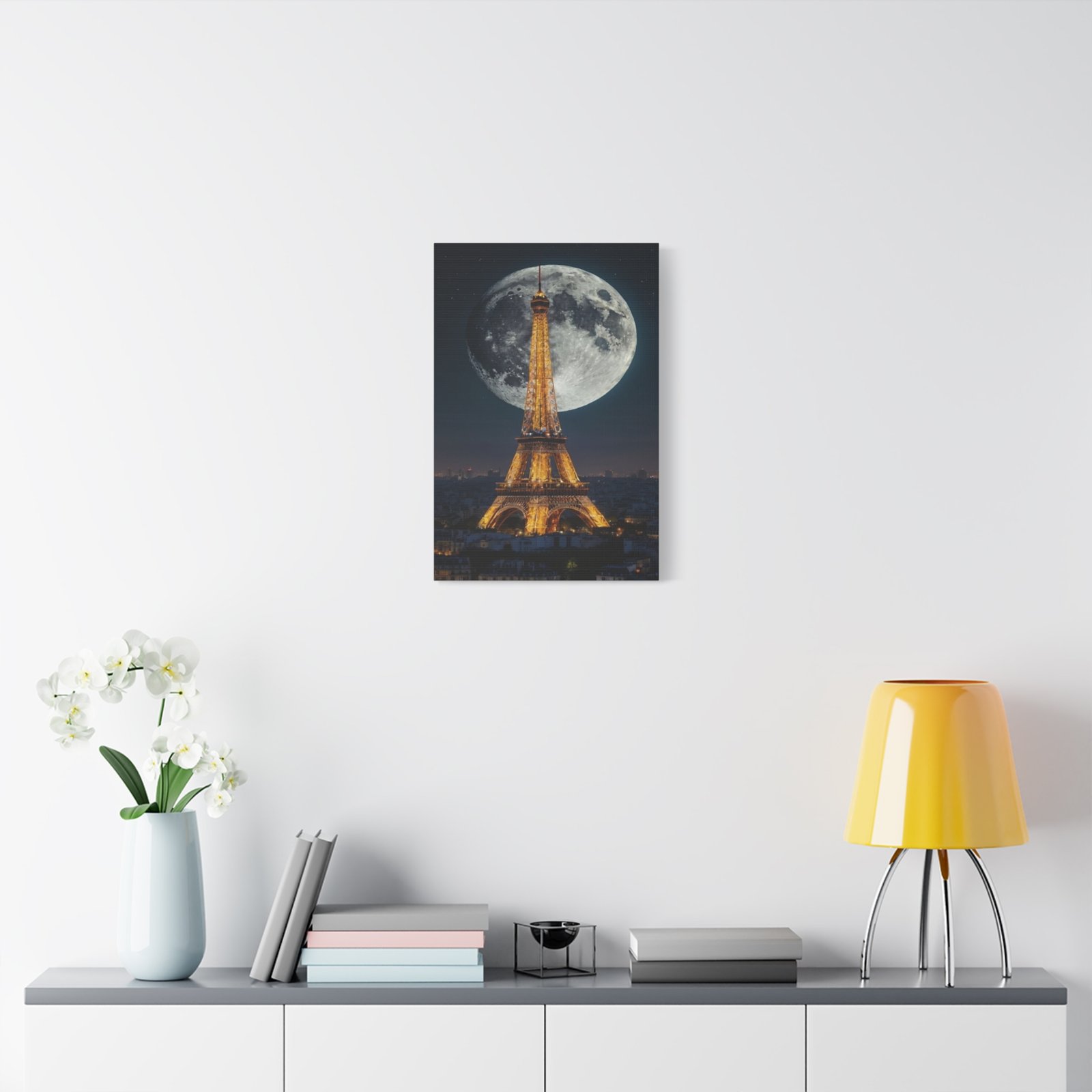 Parisian Moonlit Canvas Wall Art - Eiffel Tower, Modern Home Decor, Gift for Travelers, French Decor, Wall Hanging - Image 4
