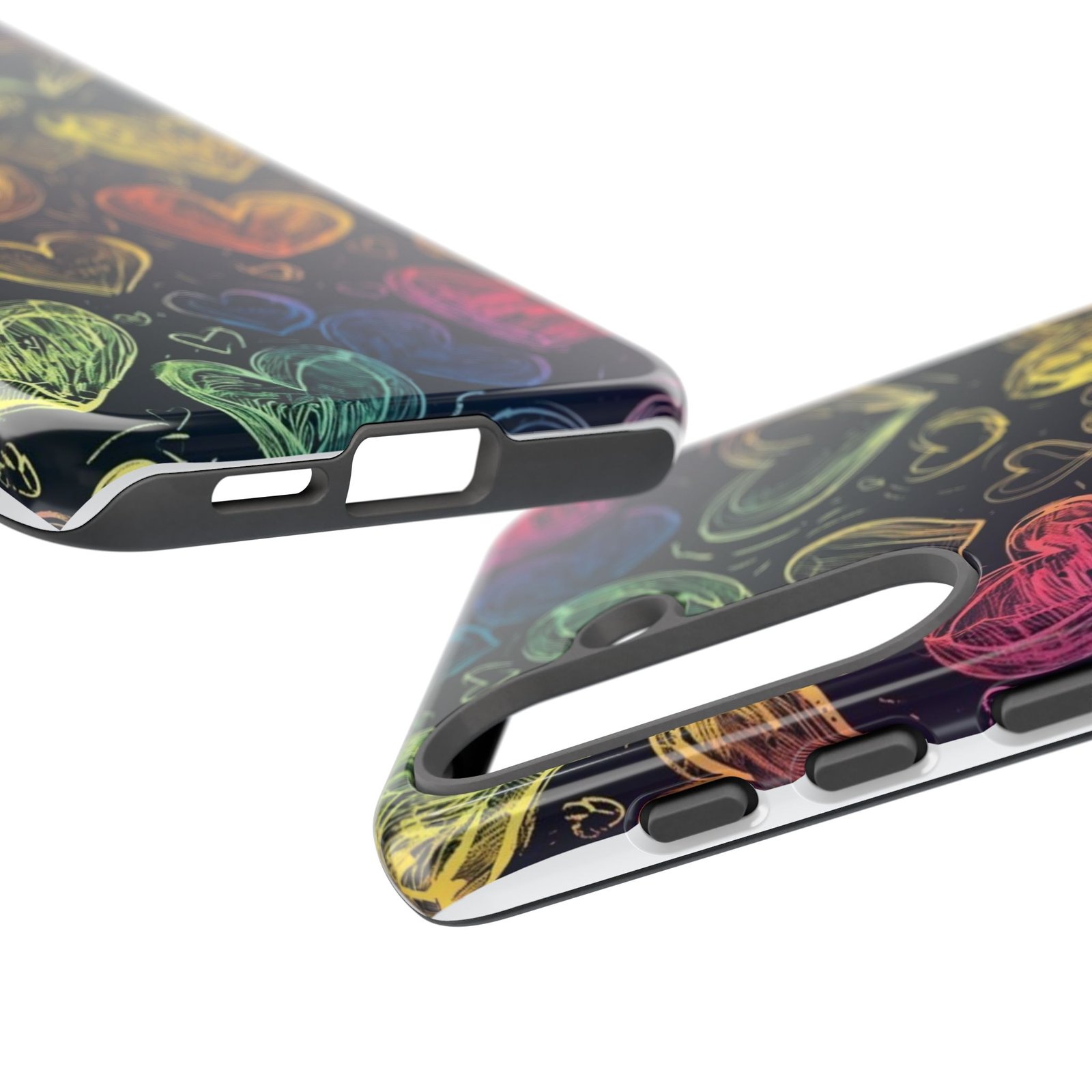 Colorful Heart Phone Case, Rainbow Love Design, Tough Phone Case, Gift for Couples, Fun Phone Accessory, Cute Heart Case - Image 116