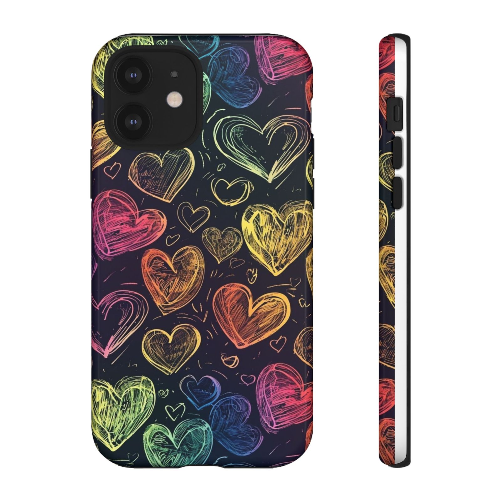 Colorful Heart Phone Case, Rainbow Love Design, Tough Phone Case, Gift for Couples, Fun Phone Accessory, Cute Heart Case - Image 3