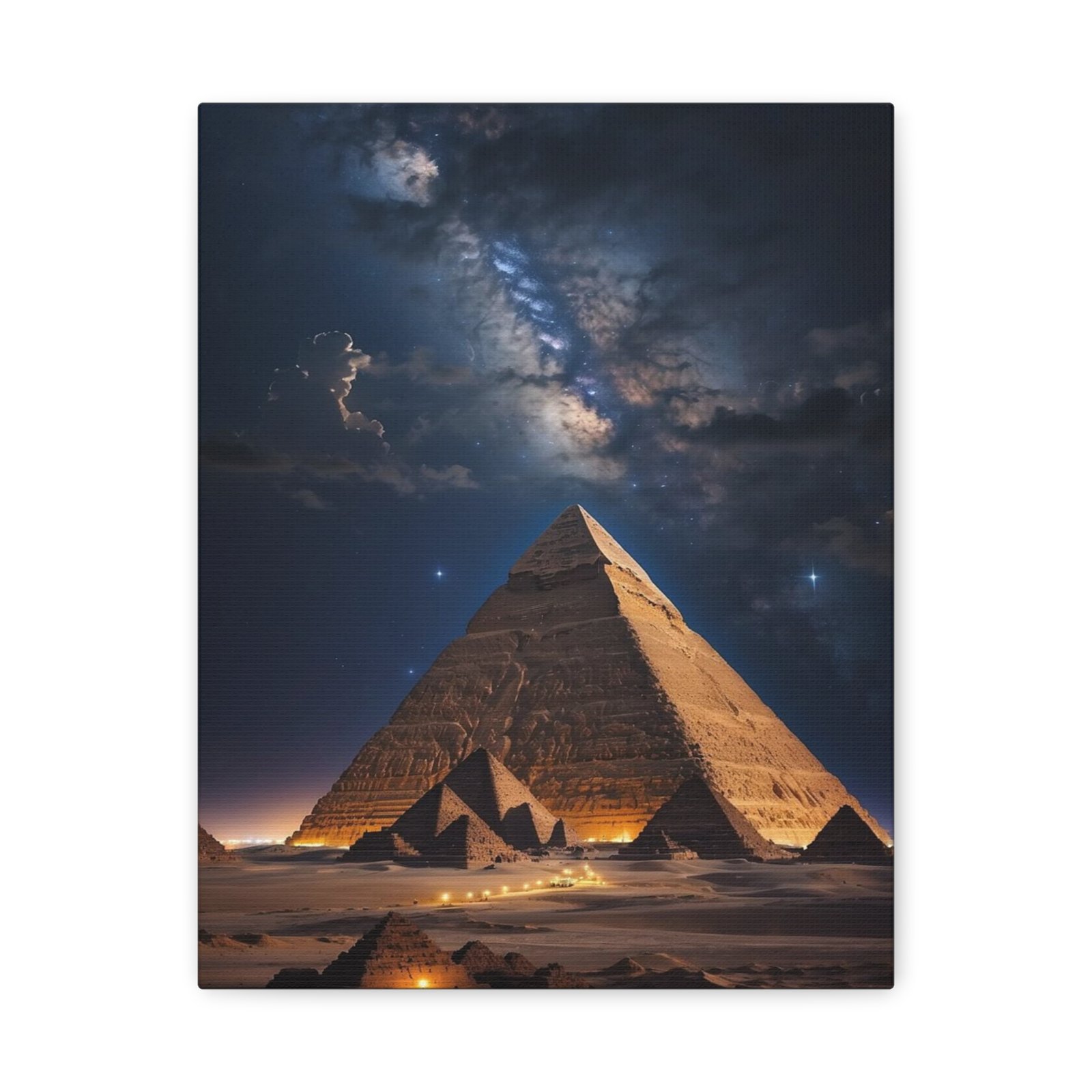 Celestial Pyramid Canvas Art Print, Wall Decor for Home, Unique Gift, Living Room Art, Egyptian Themed Artwork, Night Sky Canvas