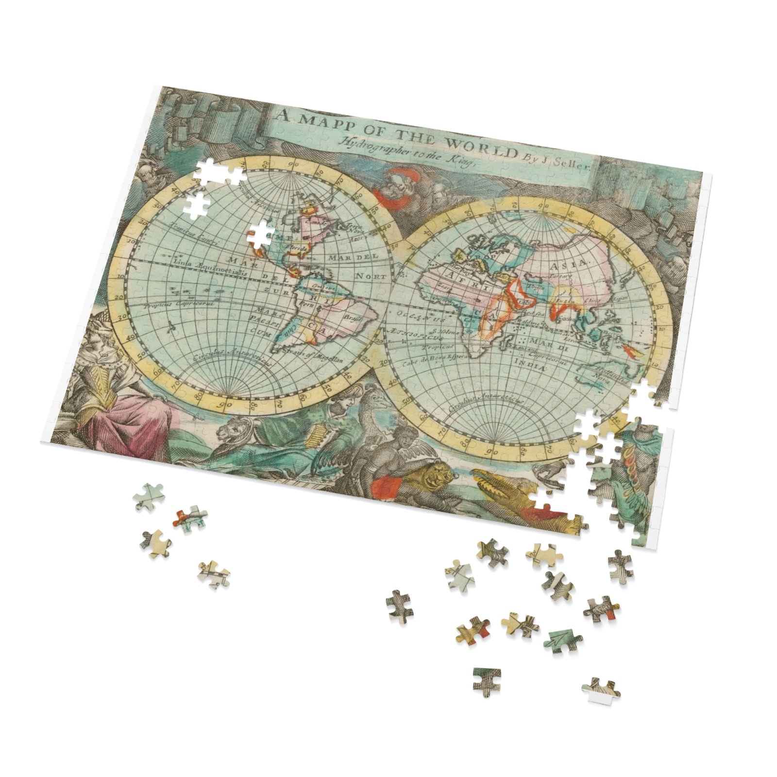 Vintage World Map Jigsaw Puzzle with Tin, Educational Gift, Home Decor, Family Activity, Travel Enthusiast Set, 500 Pieces - Image 3