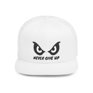Motivational Flat Bill Snapback Cap, Cool Hat for Sports, Unisex Gift for Teen, Never Give Up Cap, Trendy Streetwear