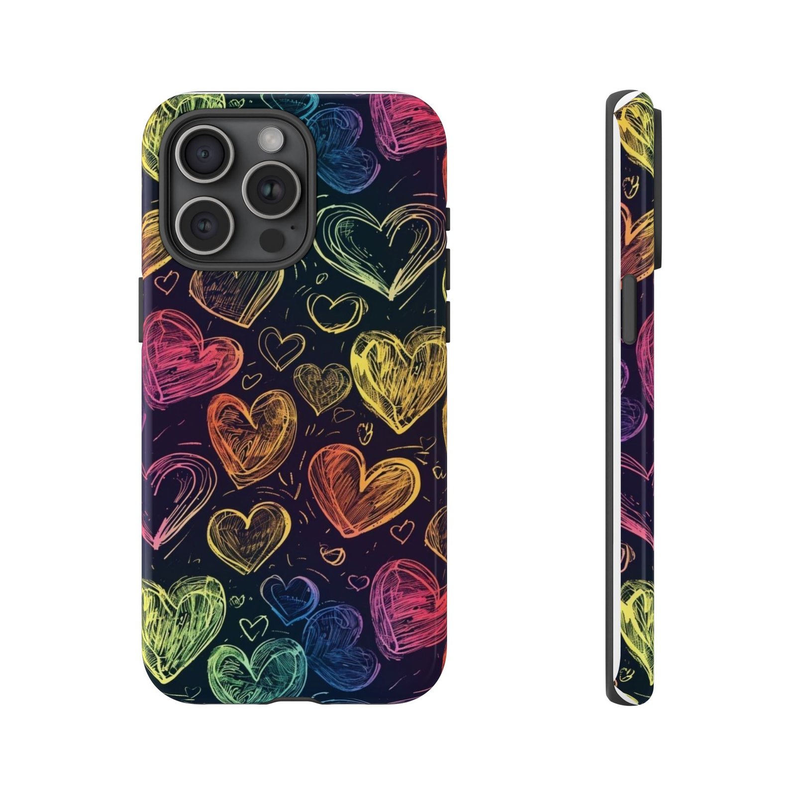Colorful Heart Phone Case, Rainbow Love Design, Tough Phone Case, Gift for Couples, Fun Phone Accessory, Cute Heart Case - Image 75