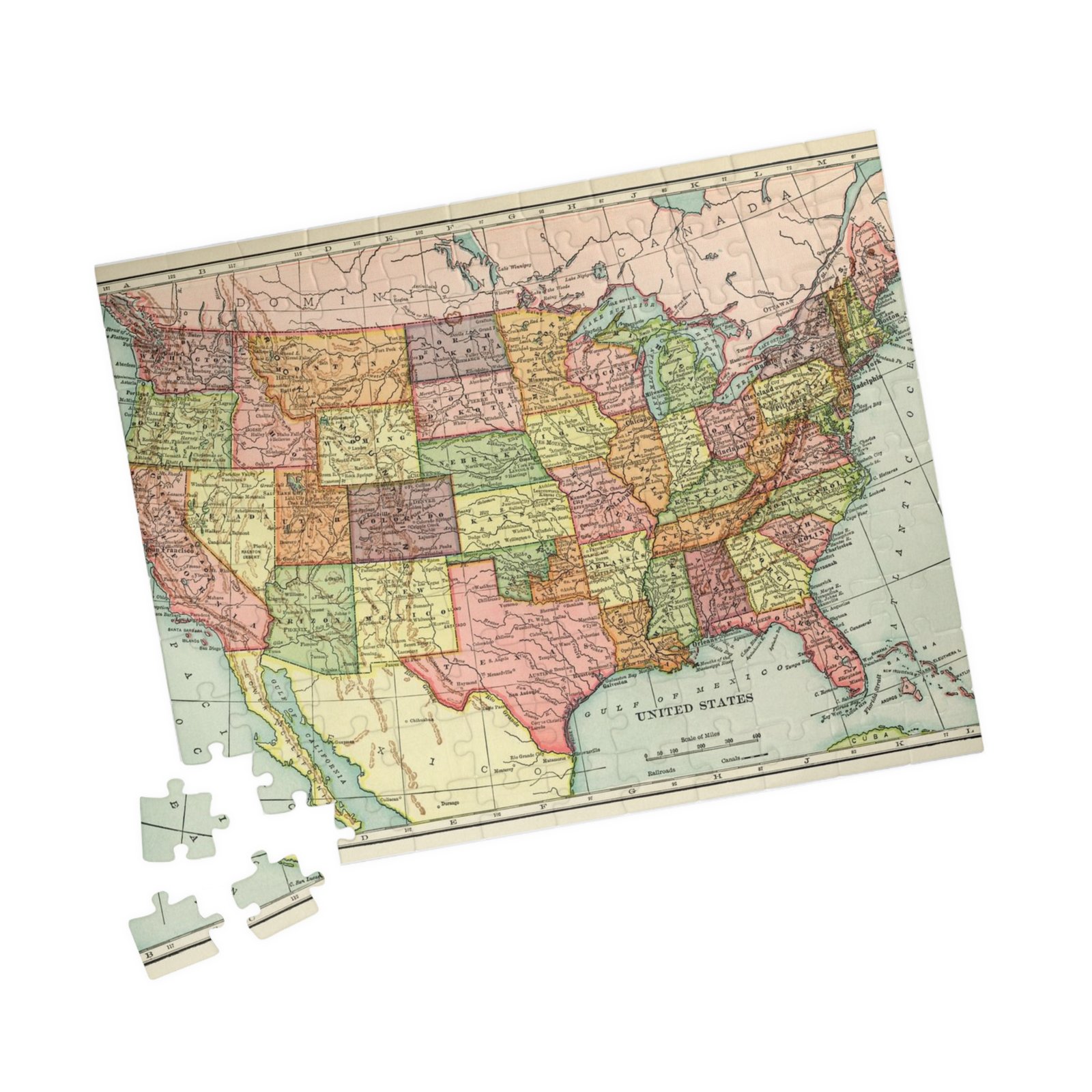 Vintage US Map Puzzle, Educational Puzzle, Fun Family Activity, Geography Gift, Home Decor - Image 4