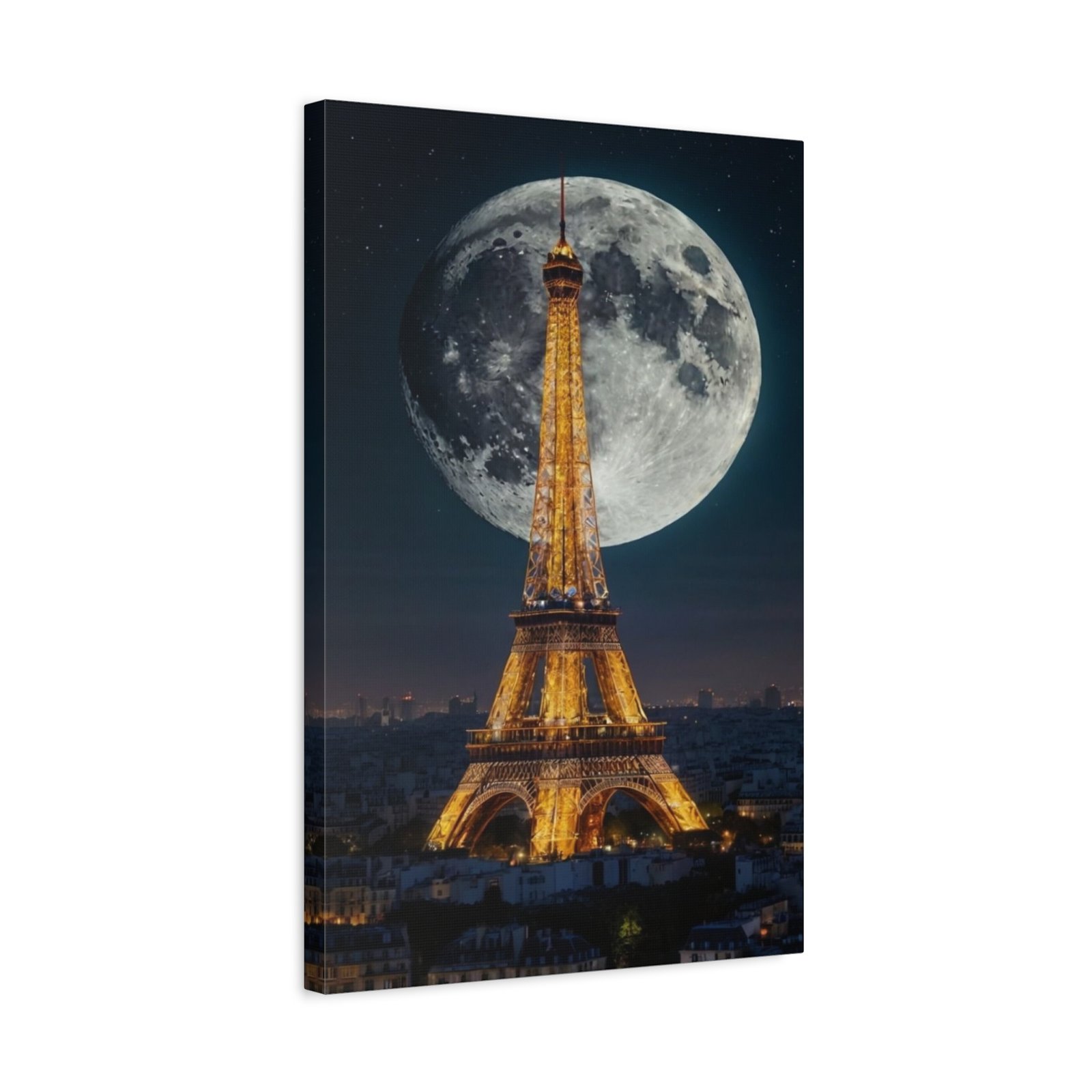 Parisian Moonlit Canvas Wall Art - Eiffel Tower, Modern Home Decor, Gift for Travelers, French Decor, Wall Hanging - Image 3