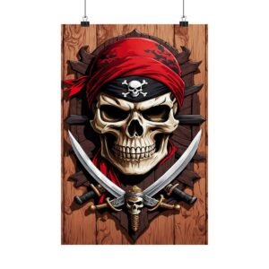 Pirate Skull Poster Art, Adventure Decor, Wall Art for Teens, Gift for Pirate Lovers, Halloween Decoration, Nautical Home Accent