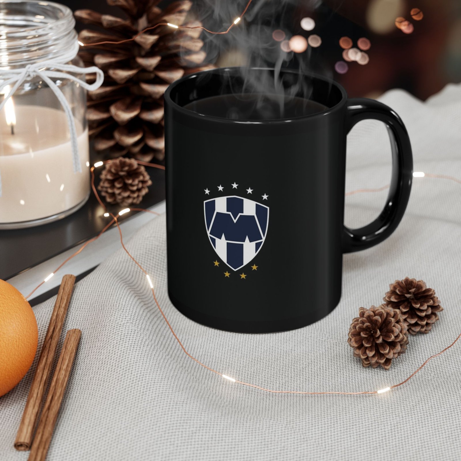 Rayados Monterrey Crest Black Coffee Mug — Soccer Fan 11oz/15oz