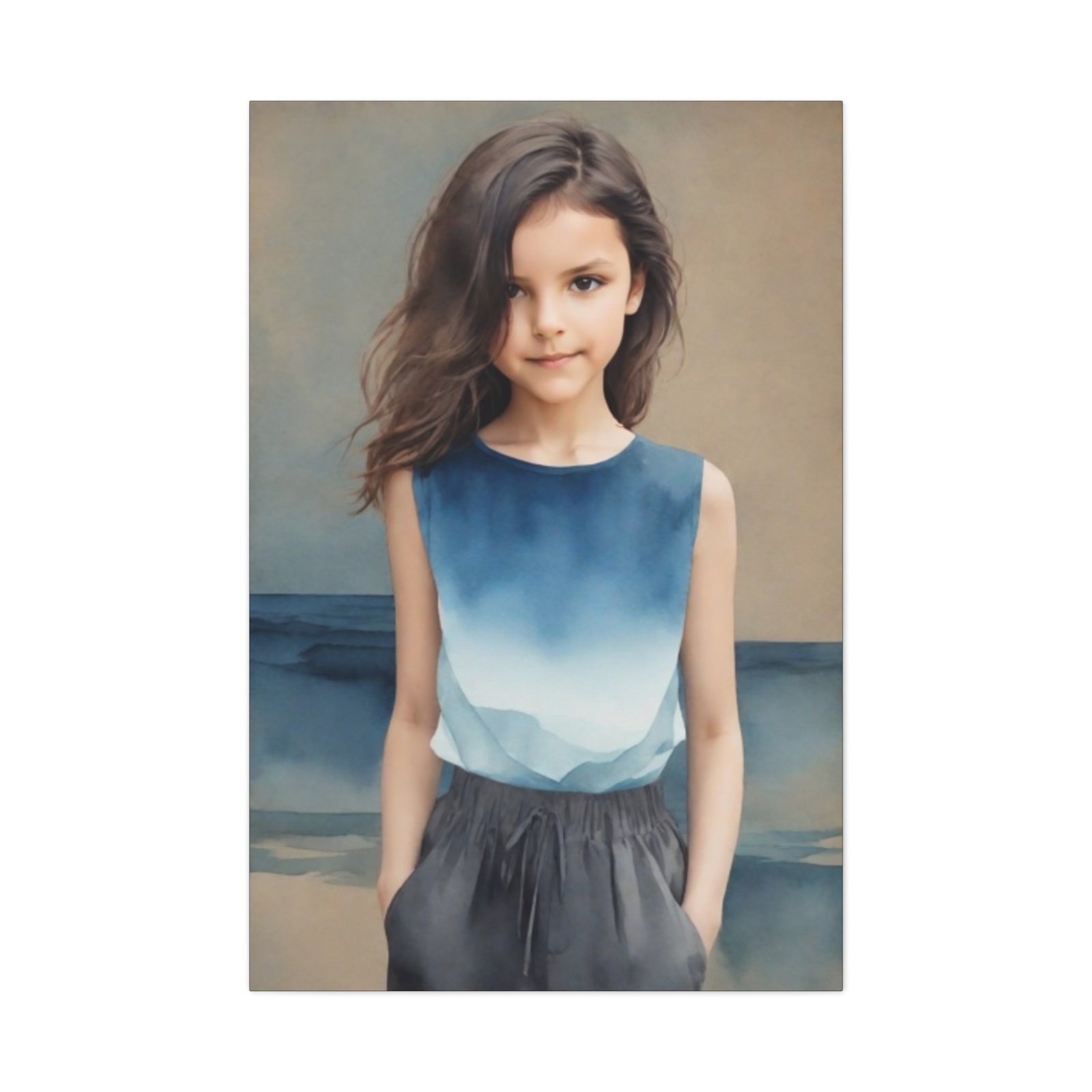 Pretty Girl Ocean-Inspired Wall Art, Matte Canvas Print for Home Decor, Unique Kid's Room Art, Beach Themed Art, Gifts for Ocean Lovers - Image 2