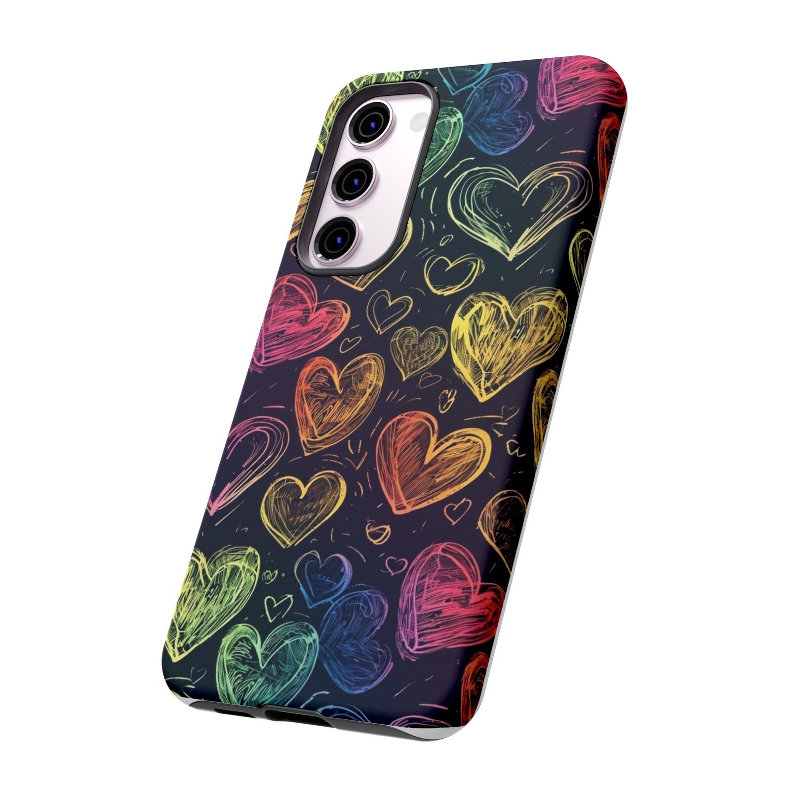 Colorful Heart Phone Case, Rainbow Love Design, Tough Phone Case, Gift for Couples, Fun Phone Accessory, Cute Heart Case - Image 52