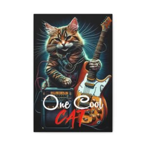 Cool Cat Canvas Art, Wall Decor for Cat Lovers, Unique Gift for Pet Owners, Music Theme Home Decoration, Fun Cat Poster
