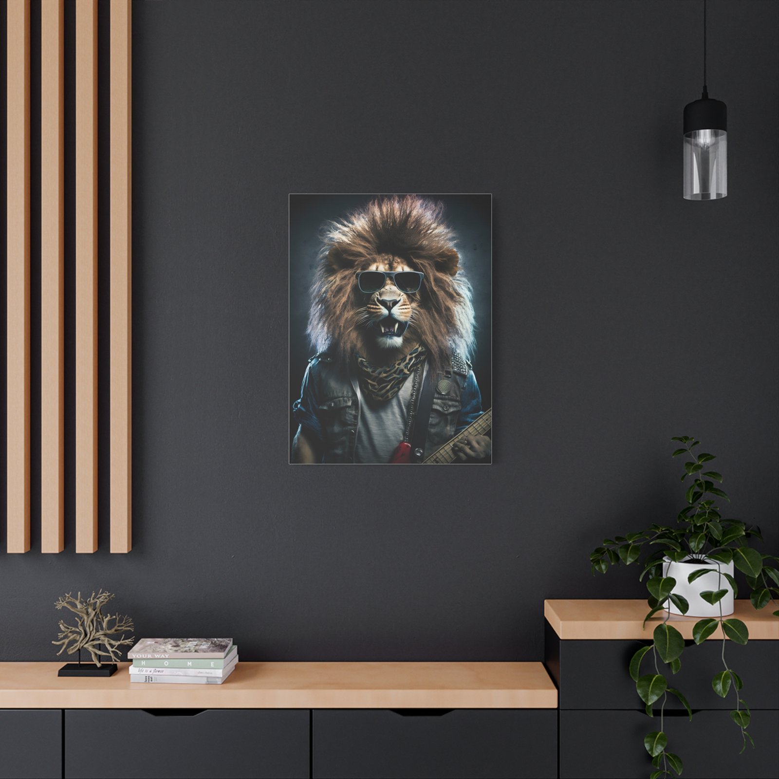 Cool Lion Rock Star Matte Canvas Art Print, Music Room Decor, Unique Wall Art, Gift for Animal Lovers, Rock and Roll Home Style - Image 6