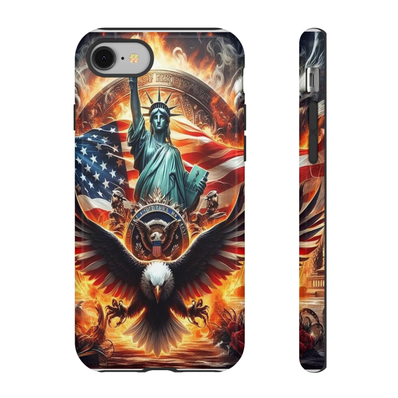 Patriotic Phone Case - Tough Cases with American Eagle and Statue of Liberty, USA Pride Case, Independence Day Gift, Customizable Accessory