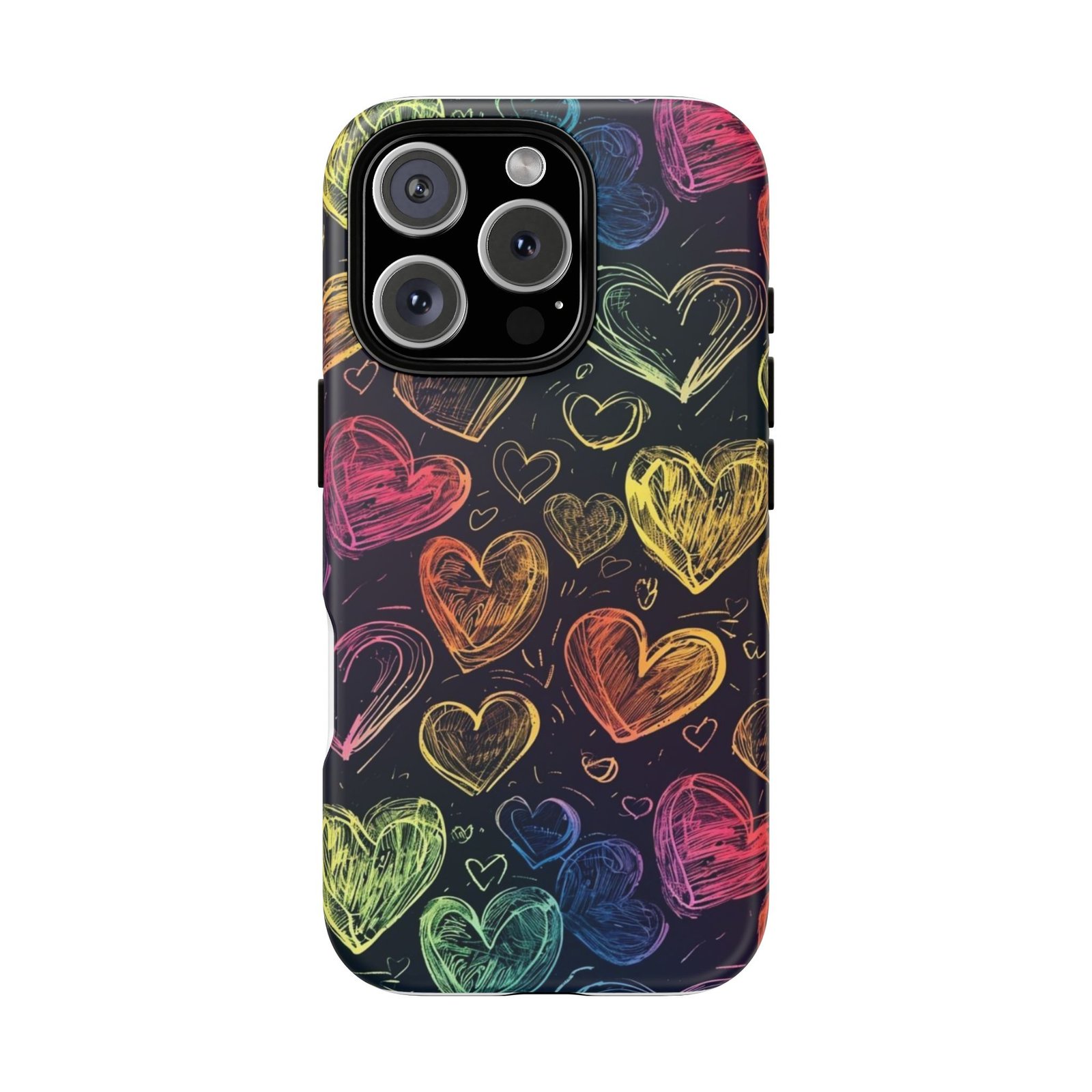 Colorful Heart Phone Case, Rainbow Love Design, Tough Phone Case, Gift for Couples, Fun Phone Accessory, Cute Heart Case - Image 110