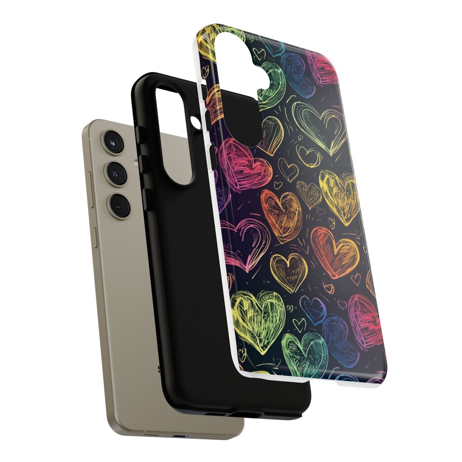 Colorful Heart Phone Case, Rainbow Love Design, Tough Phone Case, Gift for Couples, Fun Phone Accessory, Cute Heart Case - Image 89