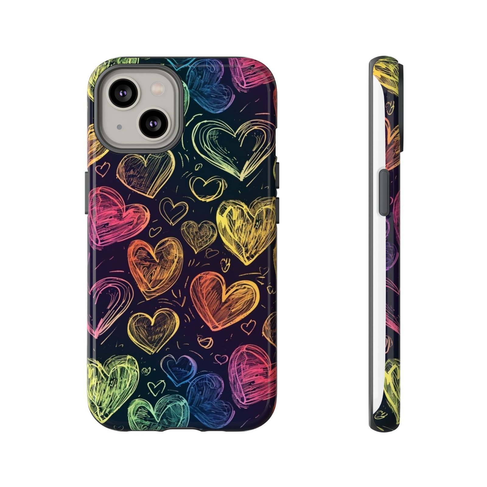 Colorful Heart Phone Case, Rainbow Love Design, Tough Phone Case, Gift for Couples, Fun Phone Accessory, Cute Heart Case - Image 23