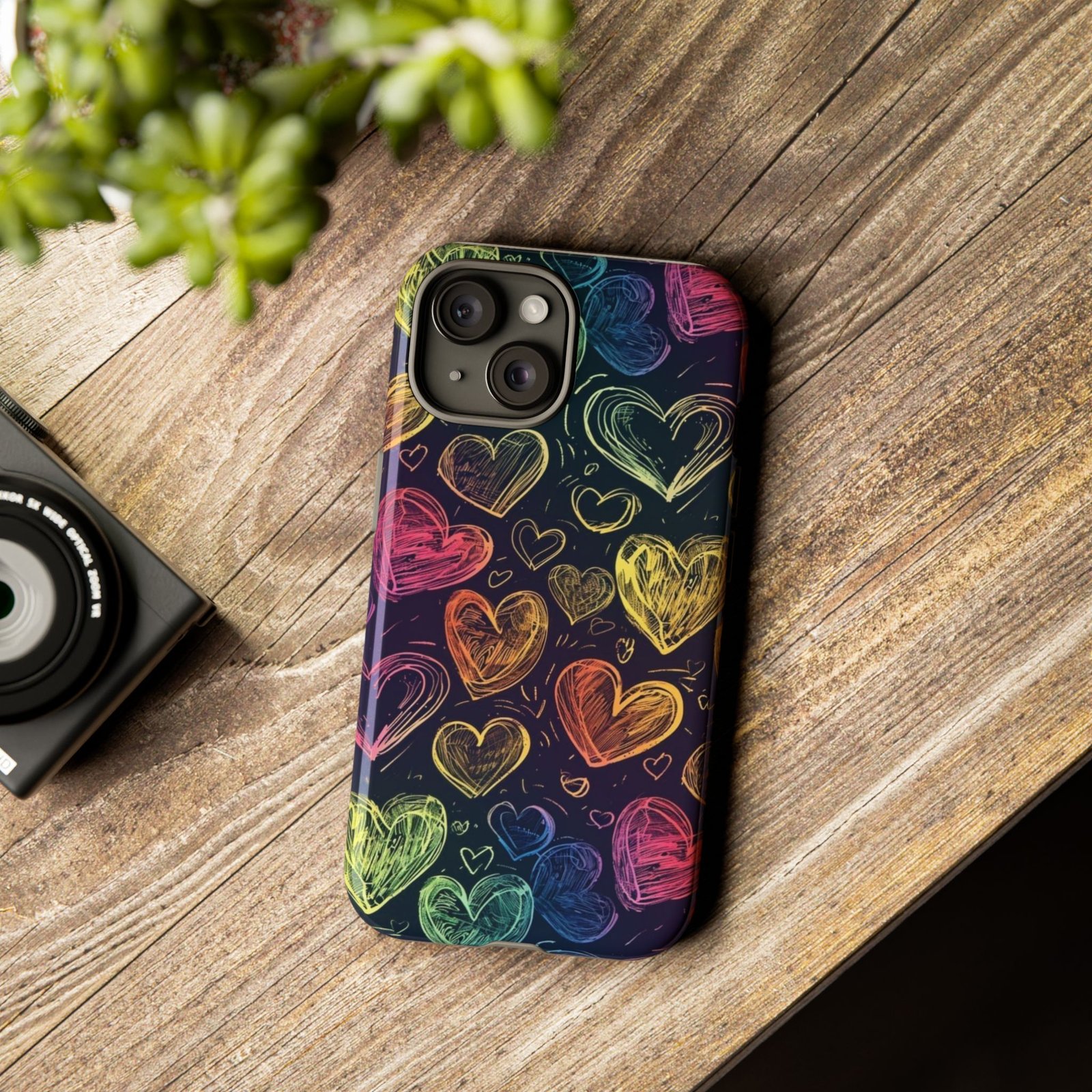 Colorful Heart Phone Case, Rainbow Love Design, Tough Phone Case, Gift for Couples, Fun Phone Accessory, Cute Heart Case - Image 65