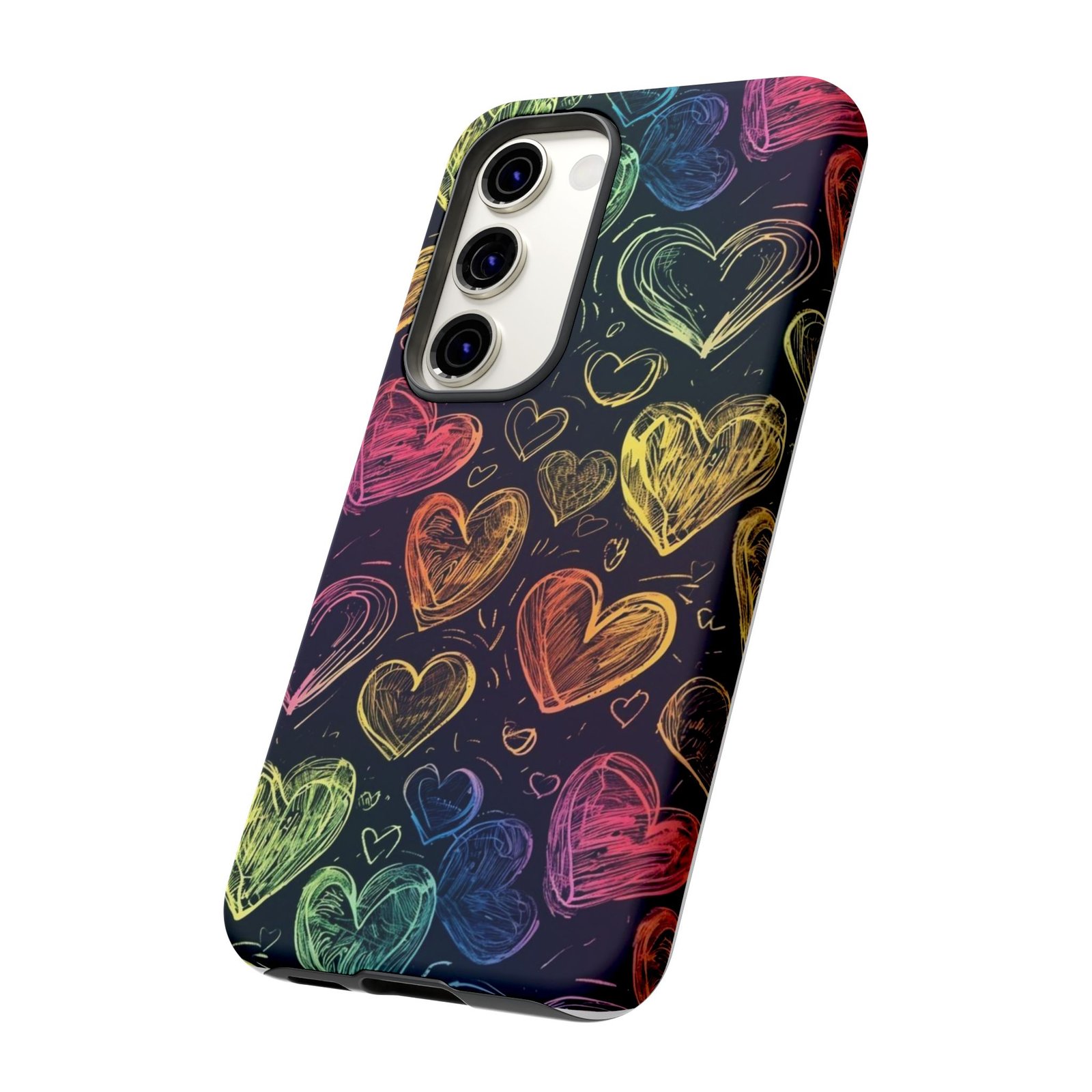 Colorful Heart Phone Case, Rainbow Love Design, Tough Phone Case, Gift for Couples, Fun Phone Accessory, Cute Heart Case - Image 44