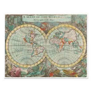 Vintage World Map Jigsaw Puzzle with Tin, Educational Gift, Home Decor, Family Activity, Travel Enthusiast Set, 500 Pieces