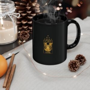 Tigres UNAL Futbol Crest Black Coffee Mug — Soccer Fan 11oz/15oz
