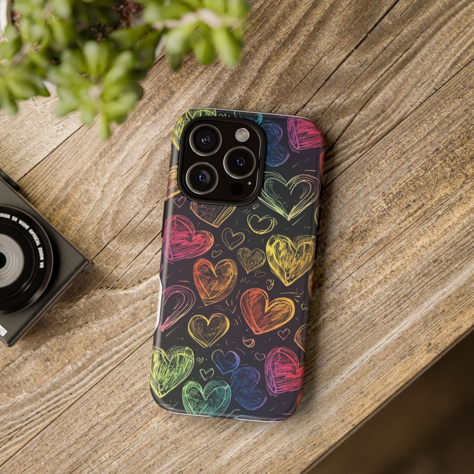 Colorful Heart Phone Case, Rainbow Love Design, Tough Phone Case, Gift for Couples, Fun Phone Accessory, Cute Heart Case - Image 113