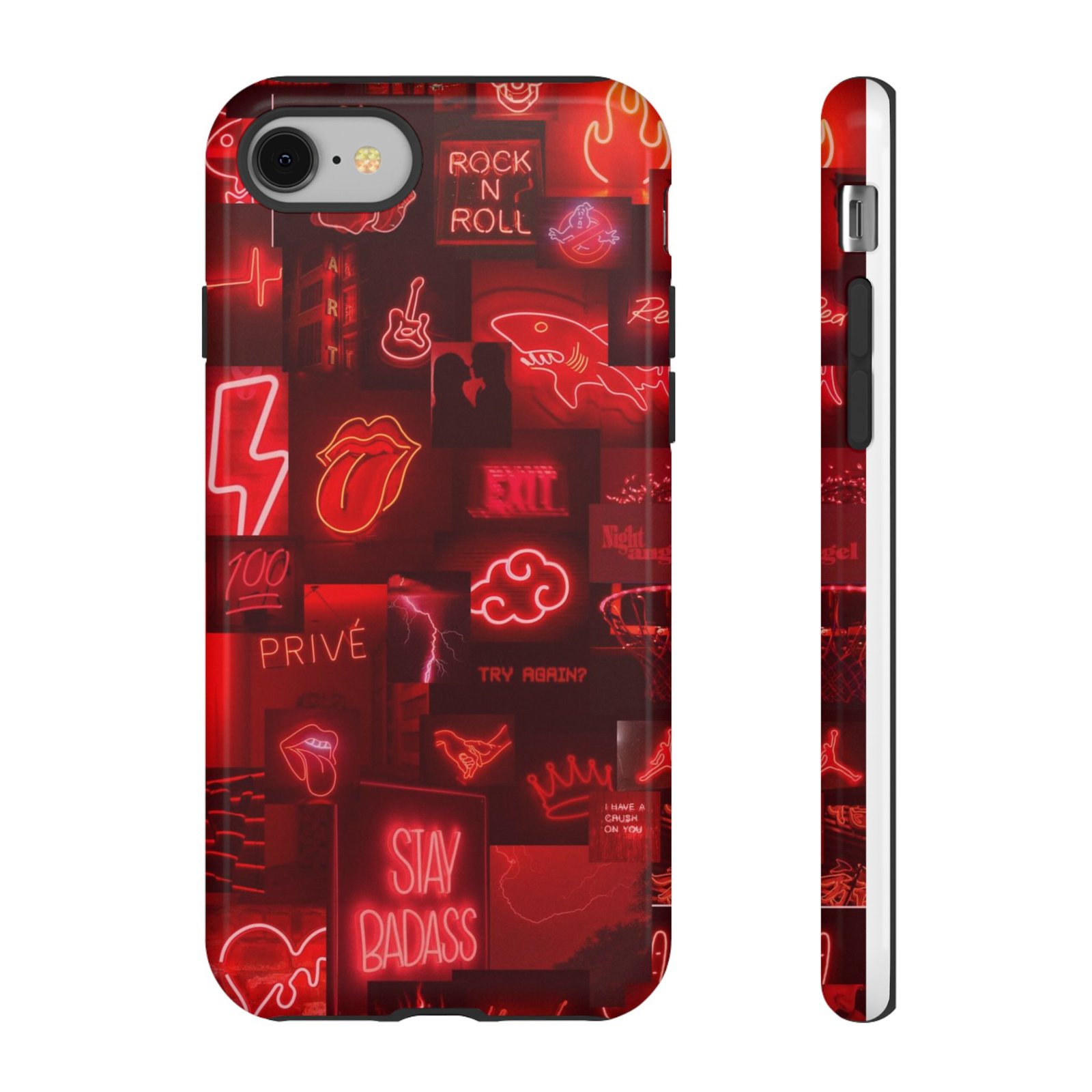 Rock n Roll Phone Case, Edgy Neon Phone Cover, Unique Gift for Music Lovers, Stay Badass Phone Accessory, Rocker Style Cell Phone Case
