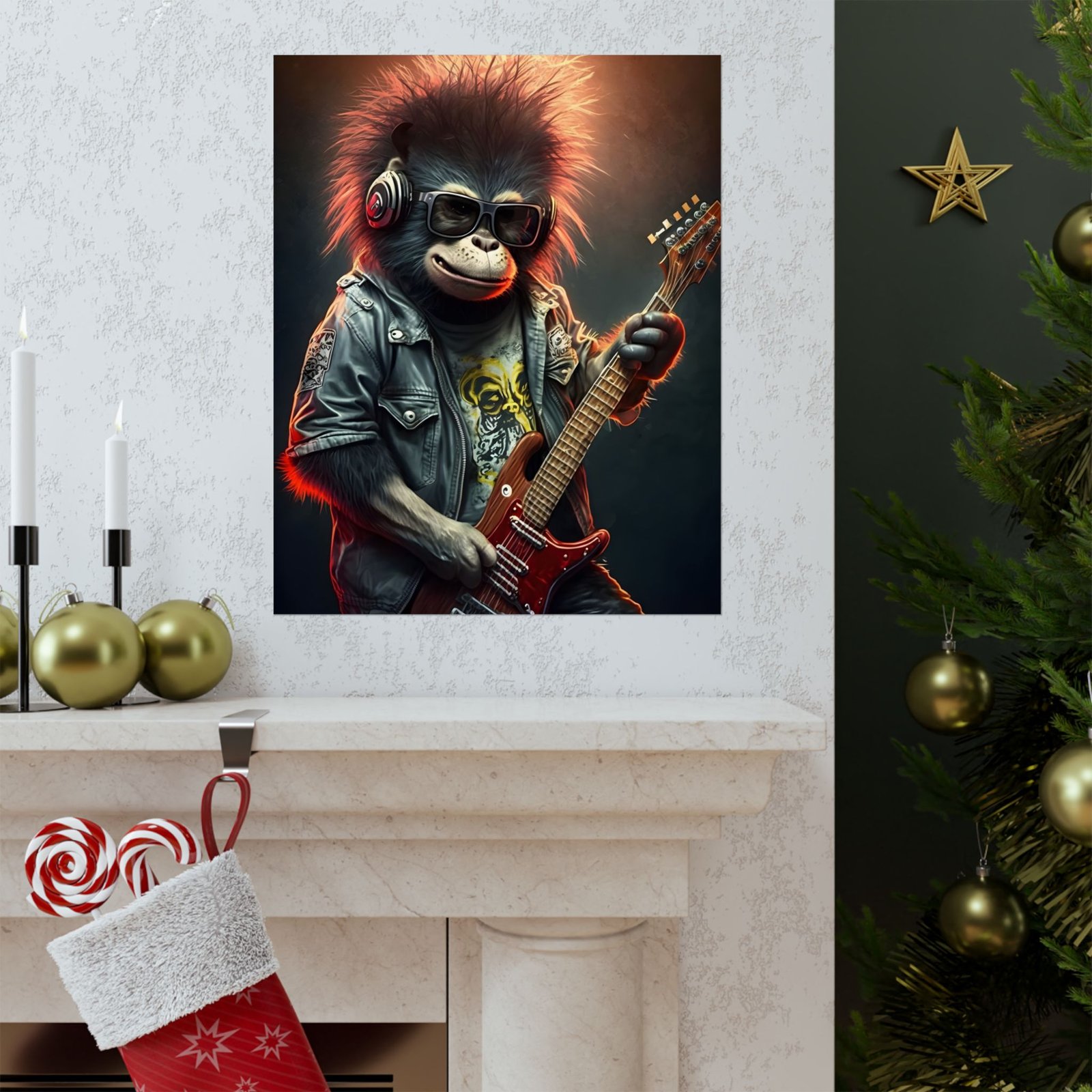 Rockin' Monkey Poster, Funky Art for Music Lovers, Retro Wall Decor, Gift for Musicians, Unique Home Decor, Animal Art - Image 6