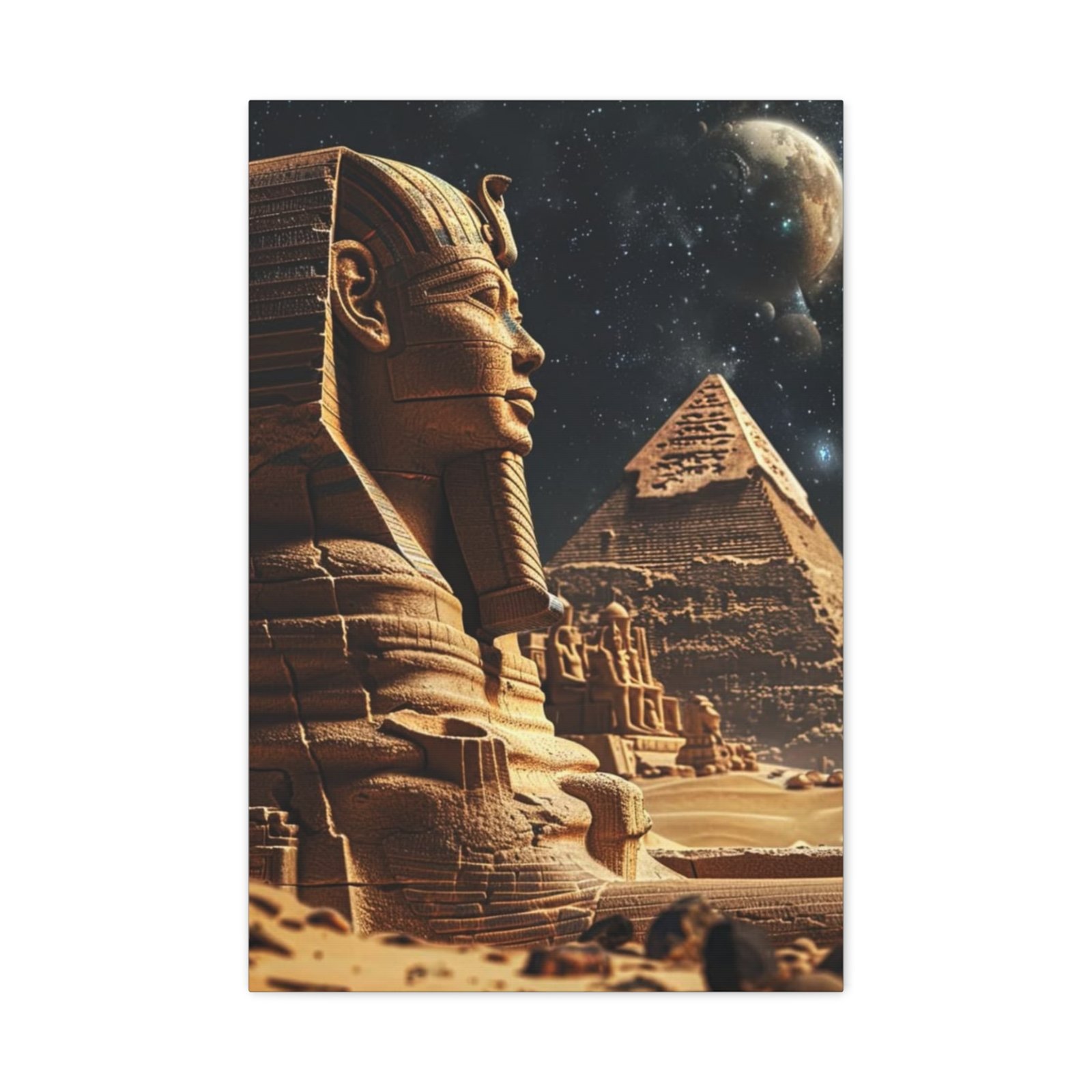 Vintage Egyptian Canvas Art - Wall Decor, Pyramid Print, Home Decor, Unique Gift, Bohemian Style, Bedroom Art - Image 2