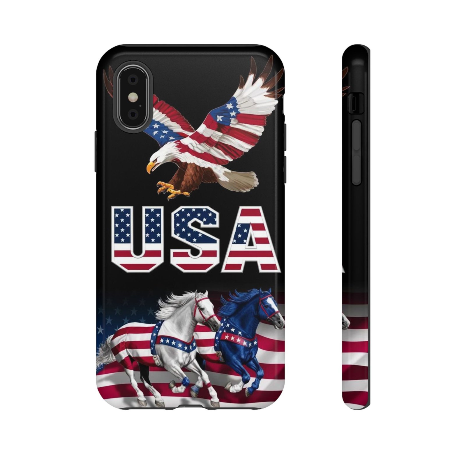 USA Patriotic Phone Case with American Eagle & Horses, Tough Cases, USA Phone Cover, Gift for Veterans, 4th of July, American Flag - Image 5