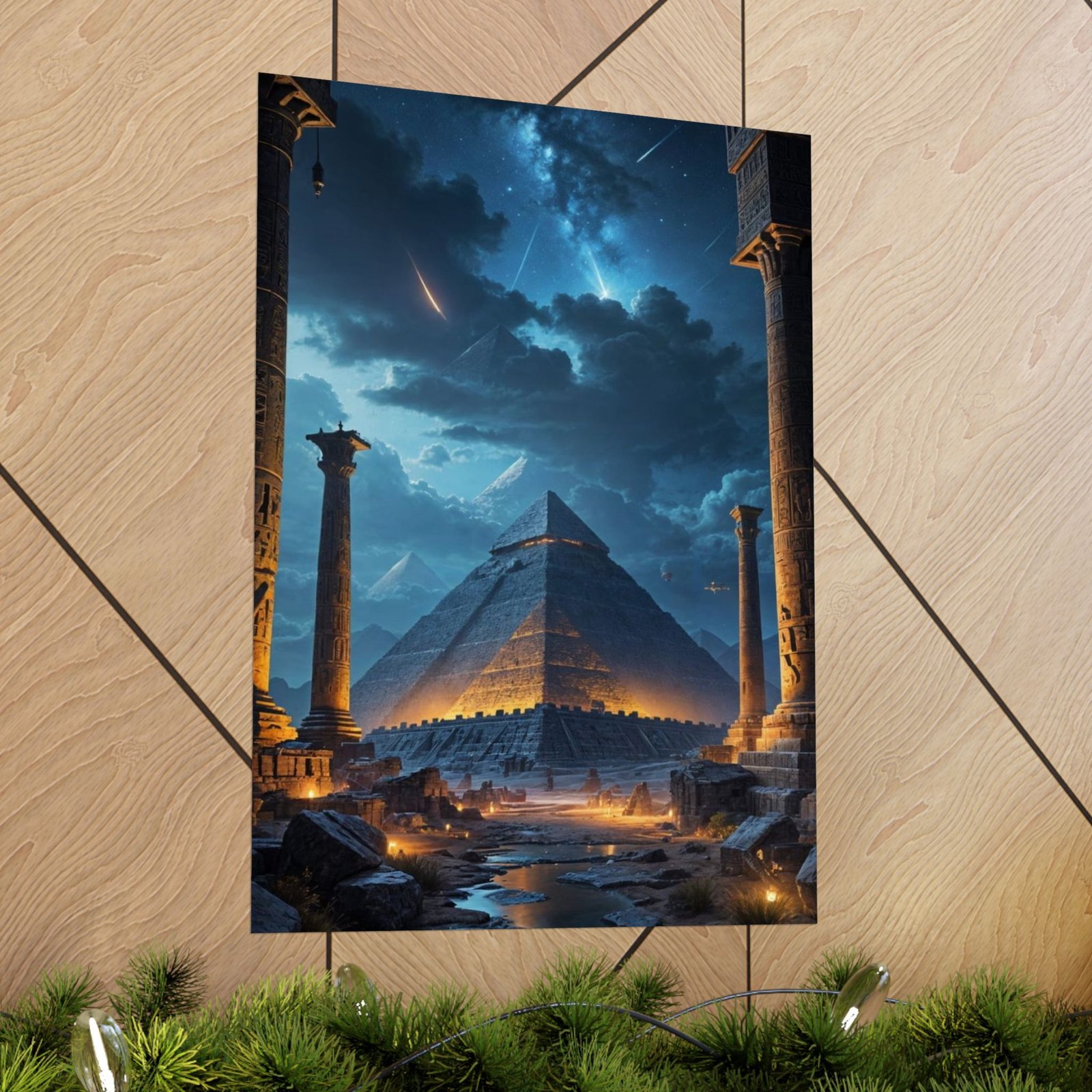 Majestic Pyramid Art Prints, Stunning Vertical Posters for Home Decor, Egypt Inspired Wall Art, Dreamy Night Sky Art, Perfect for Travelers - Image 5