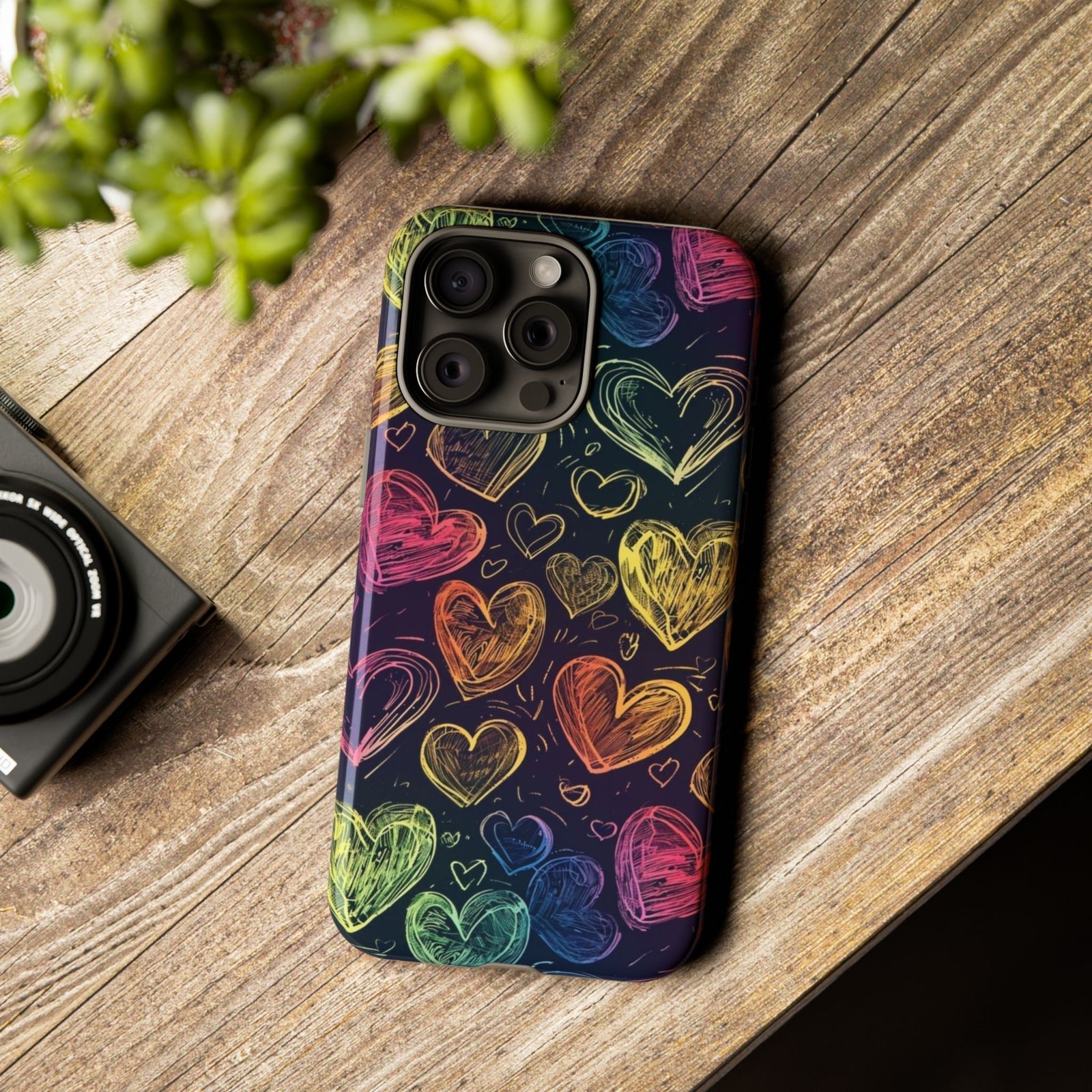 Colorful Heart Phone Case, Rainbow Love Design, Tough Phone Case, Gift for Couples, Fun Phone Accessory, Cute Heart Case - Image 77