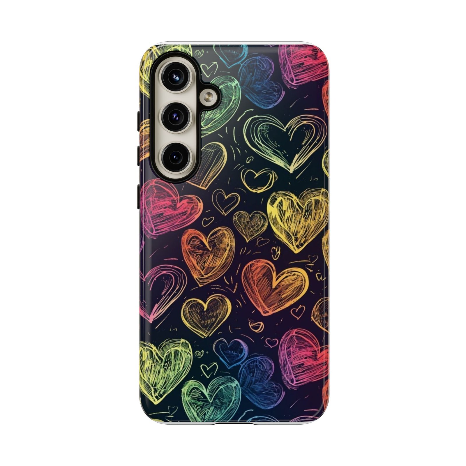 Colorful Heart Phone Case, Rainbow Love Design, Tough Phone Case, Gift for Couples, Fun Phone Accessory, Cute Heart Case - Image 86