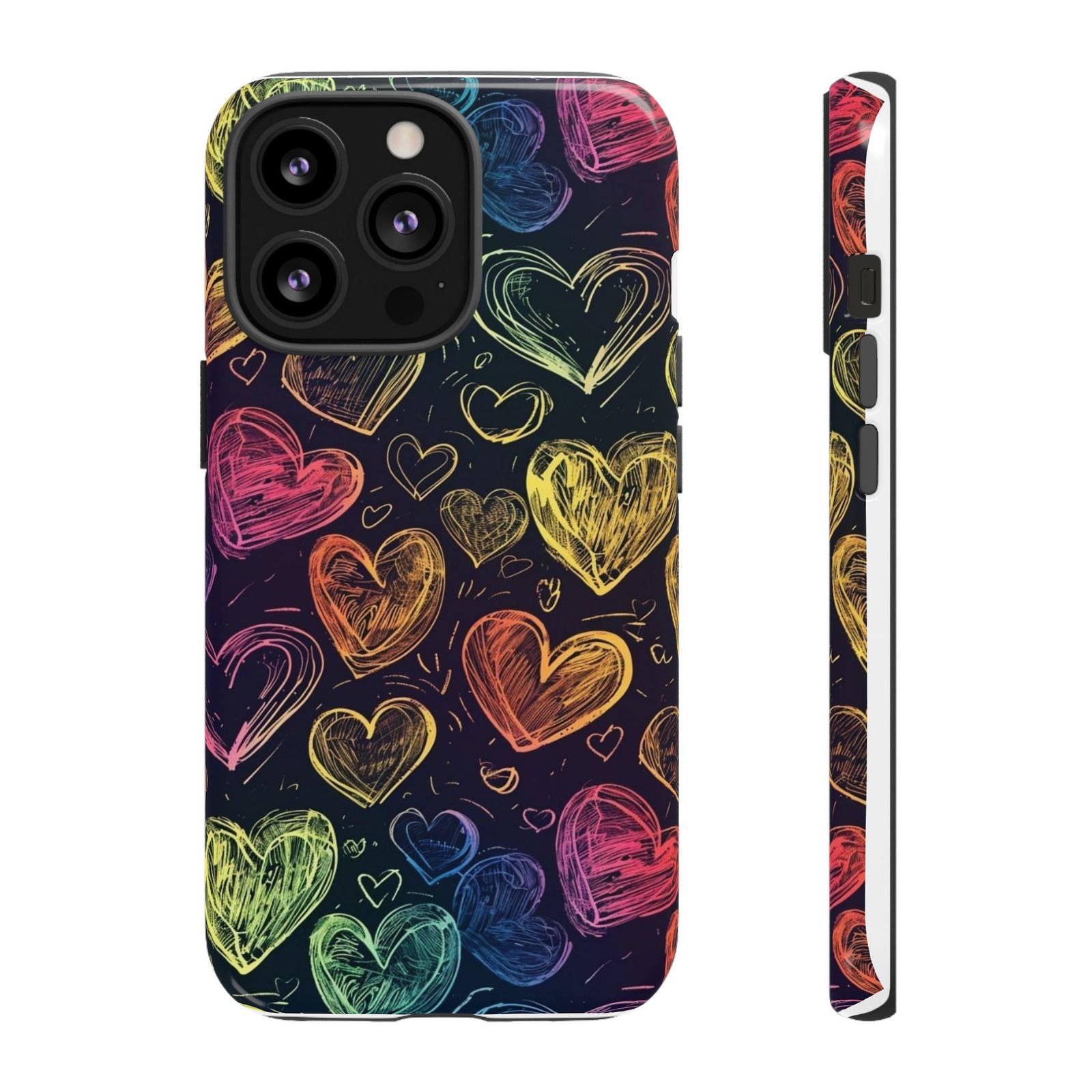 Colorful Heart Phone Case, Rainbow Love Design, Tough Phone Case, Gift for Couples, Fun Phone Accessory, Cute Heart Case - Image 13
