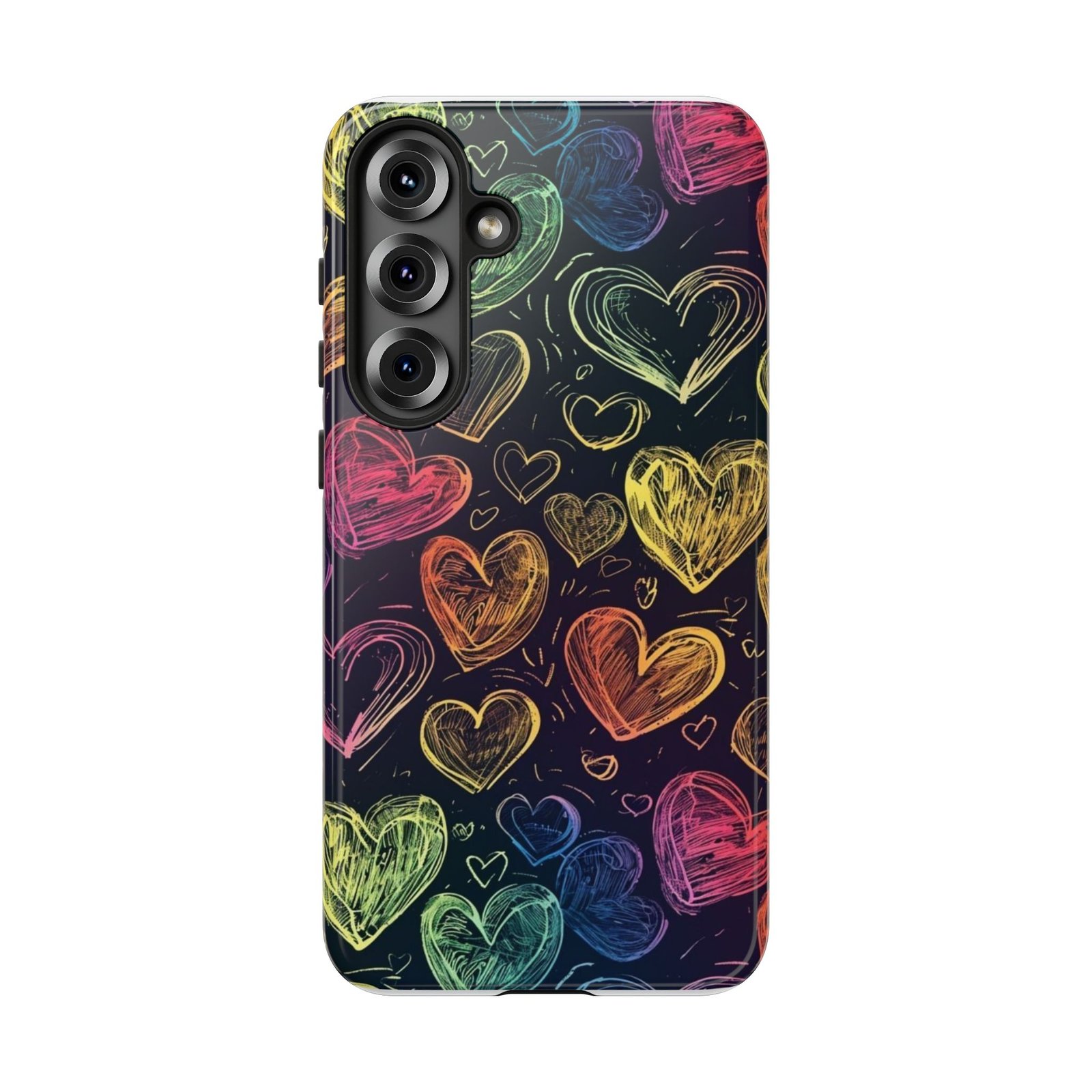 Colorful Heart Phone Case, Rainbow Love Design, Tough Phone Case, Gift for Couples, Fun Phone Accessory, Cute Heart Case - Image 122