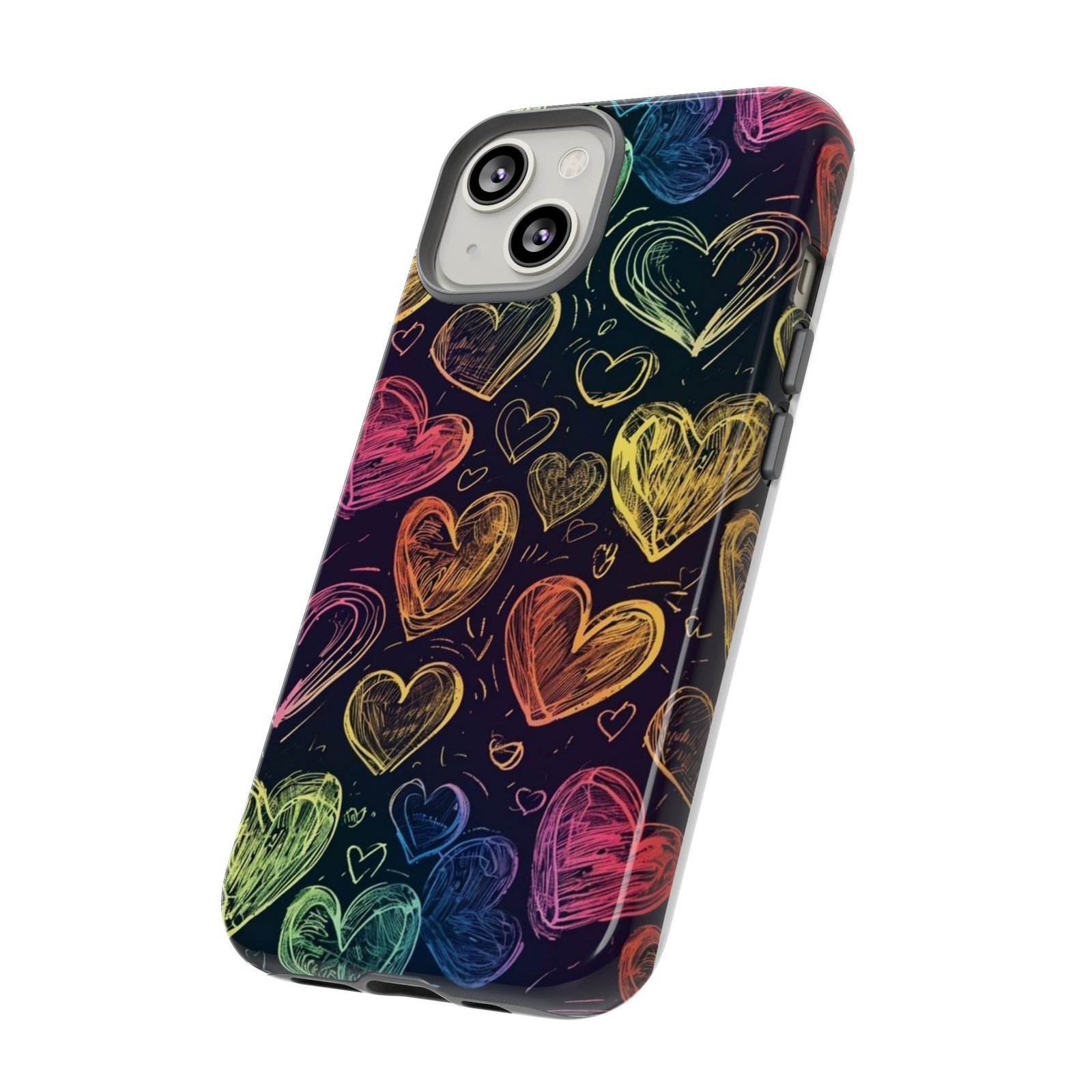 Colorful Heart Phone Case, Rainbow Love Design, Tough Phone Case, Gift for Couples, Fun Phone Accessory, Cute Heart Case - Image 24