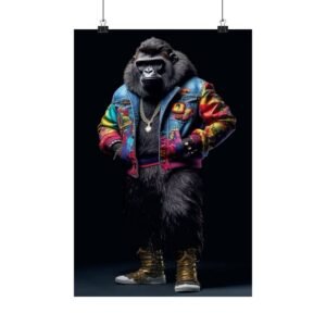 Urban Gorilla Art Print, Matte Vertical Posters, Modern Wall Decor, Funky Animal Poster, Street Style Art, Gift for Animal Lovers