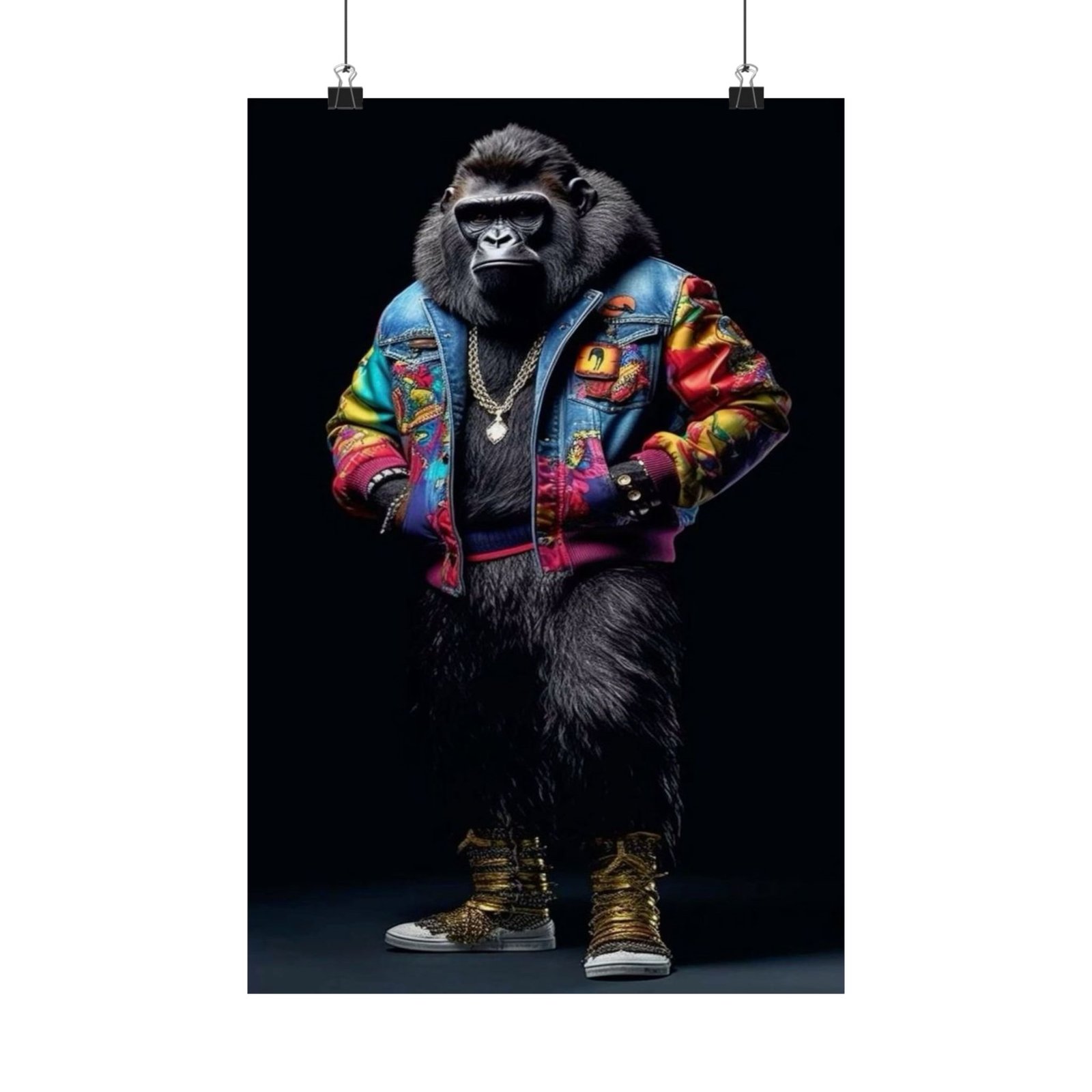 Urban Gorilla Art Print, Matte Vertical Posters, Modern Wall Decor, Funky Animal Poster, Street Style Art, Gift for Animal Lovers
