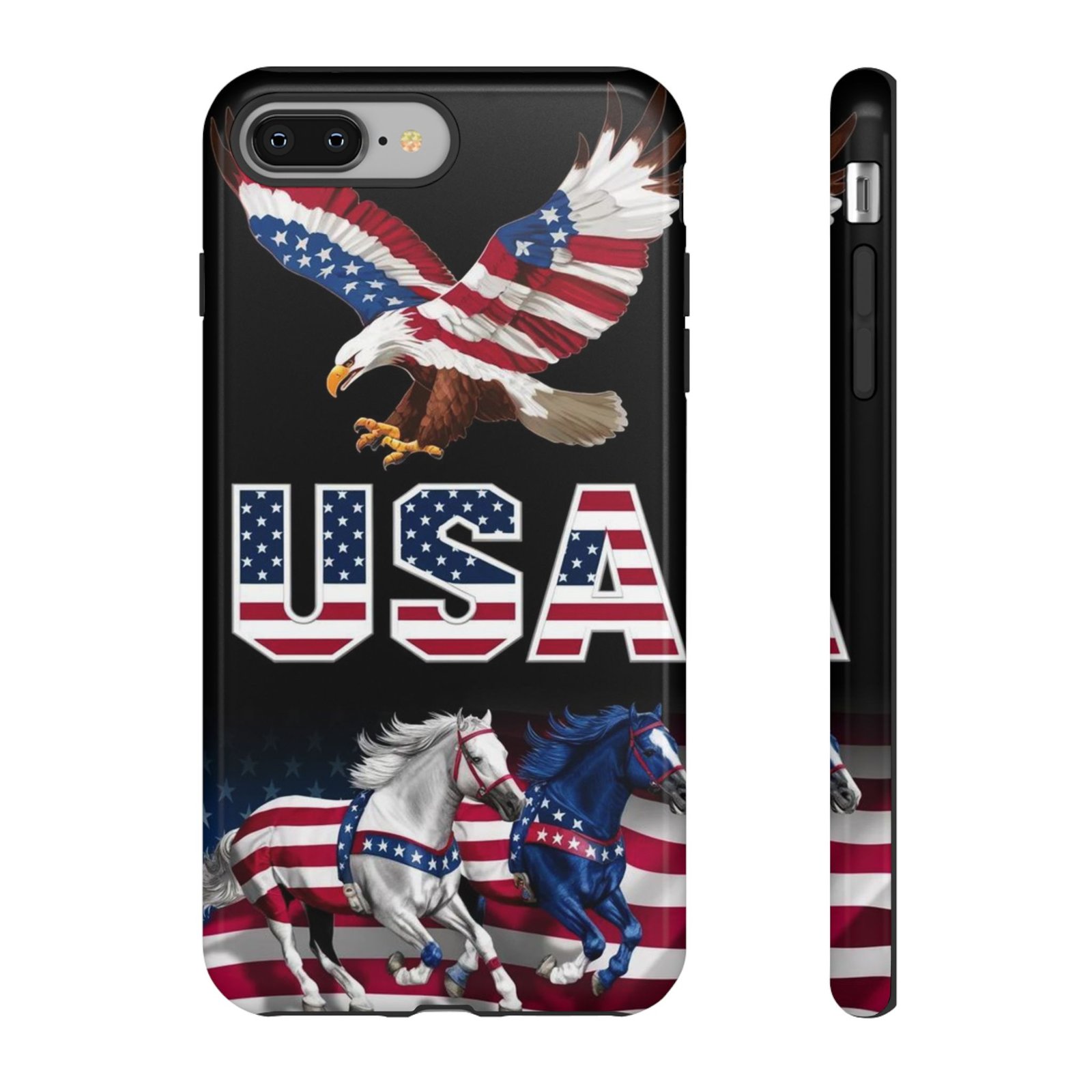USA Patriotic Phone Case with American Eagle & Horses, Tough Cases, USA Phone Cover, Gift for Veterans, 4th of July, American Flag - Image 3