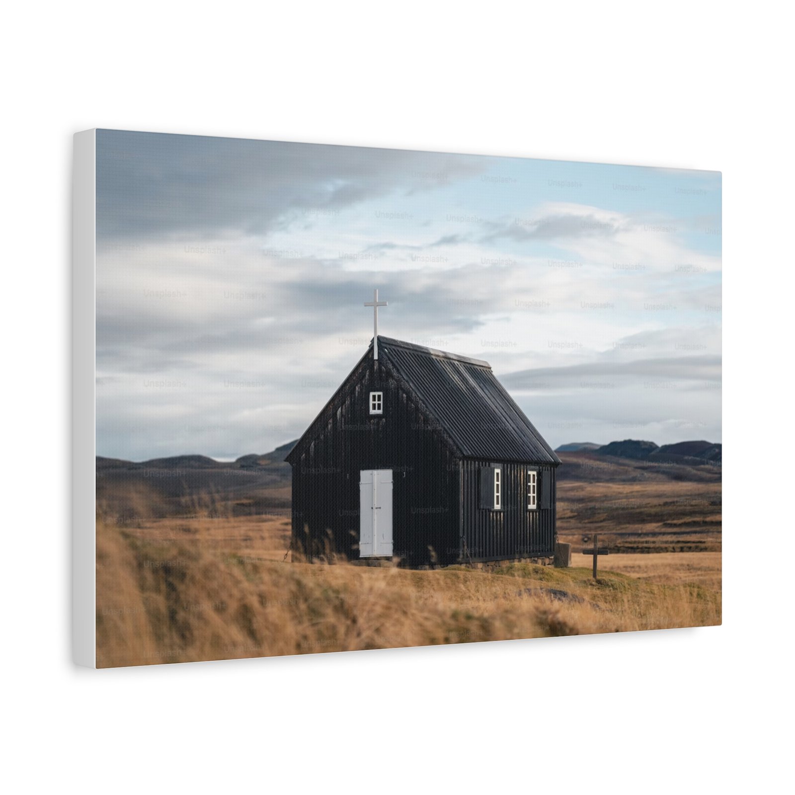 Black Church Canvas Print, Minimalist Wall Art, Home Decor, Nature Photography, Rustic Decoration, Gift for Art Lovers - Image 3